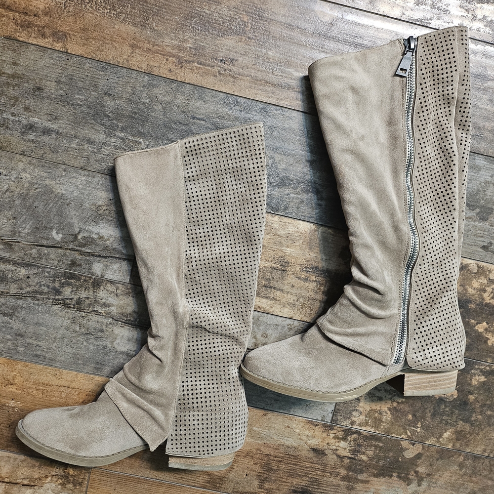 Very G Tan Perforated Over the Knee Boots